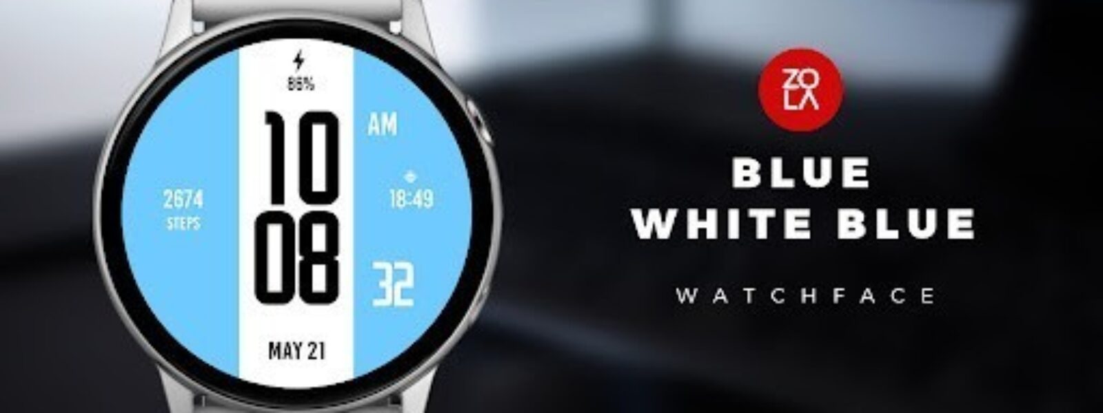 Blue White Blue Watch Face pentru Android | iOS